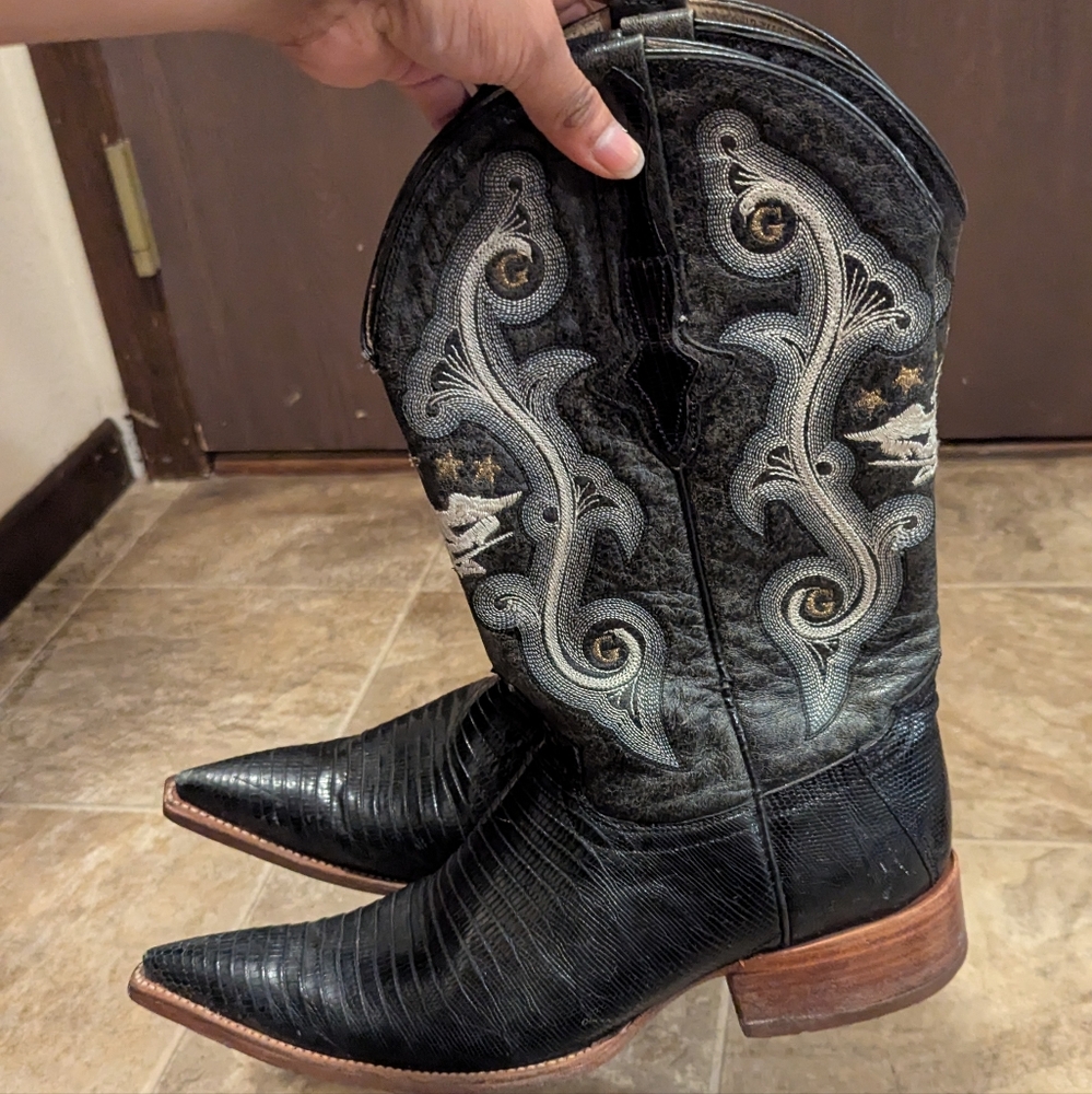 El General Black and White Western Boots Men Size 10